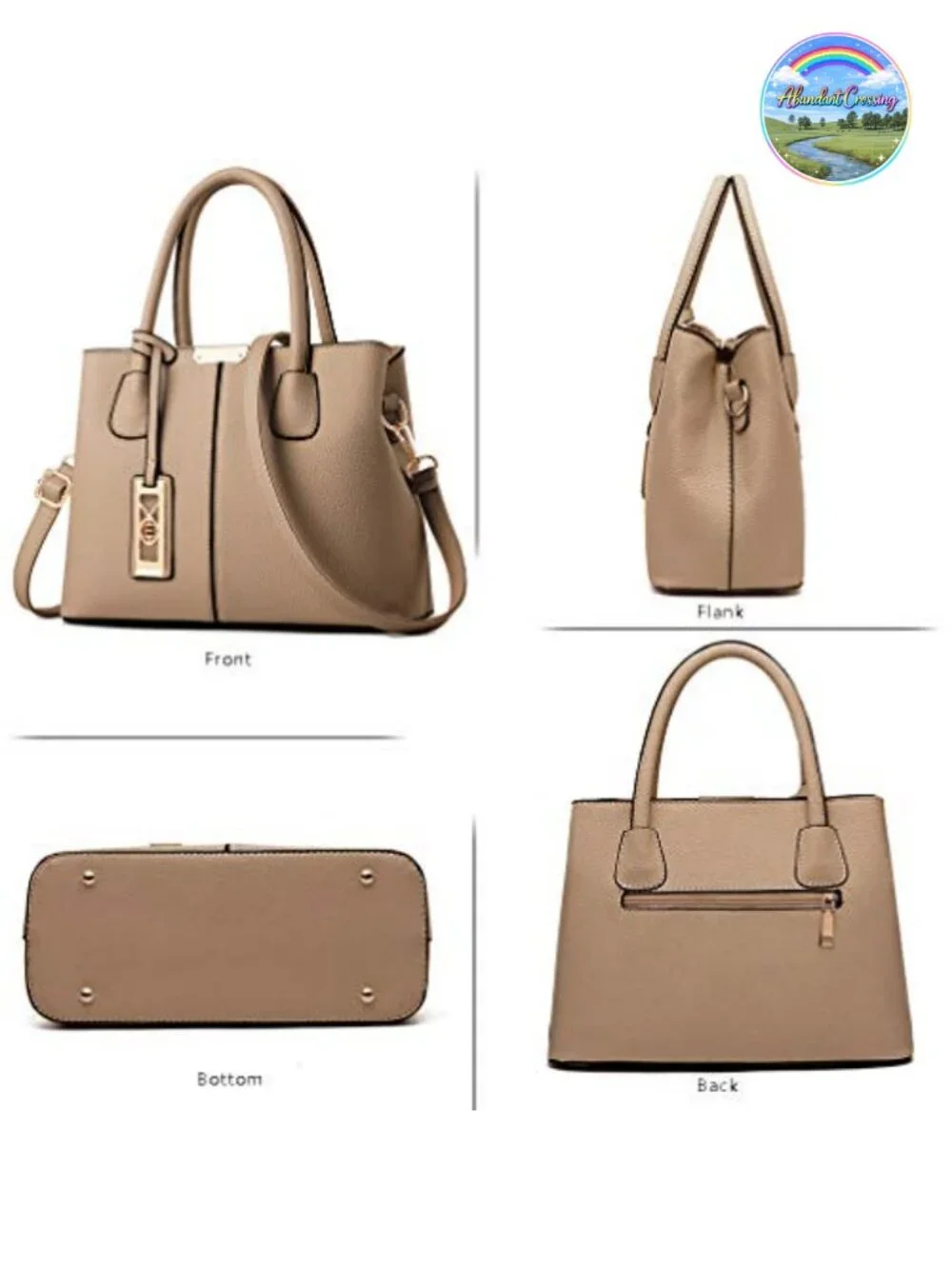 PU Leather Shoulder Tote Bag Satchel Crossbody with Detachable Strap